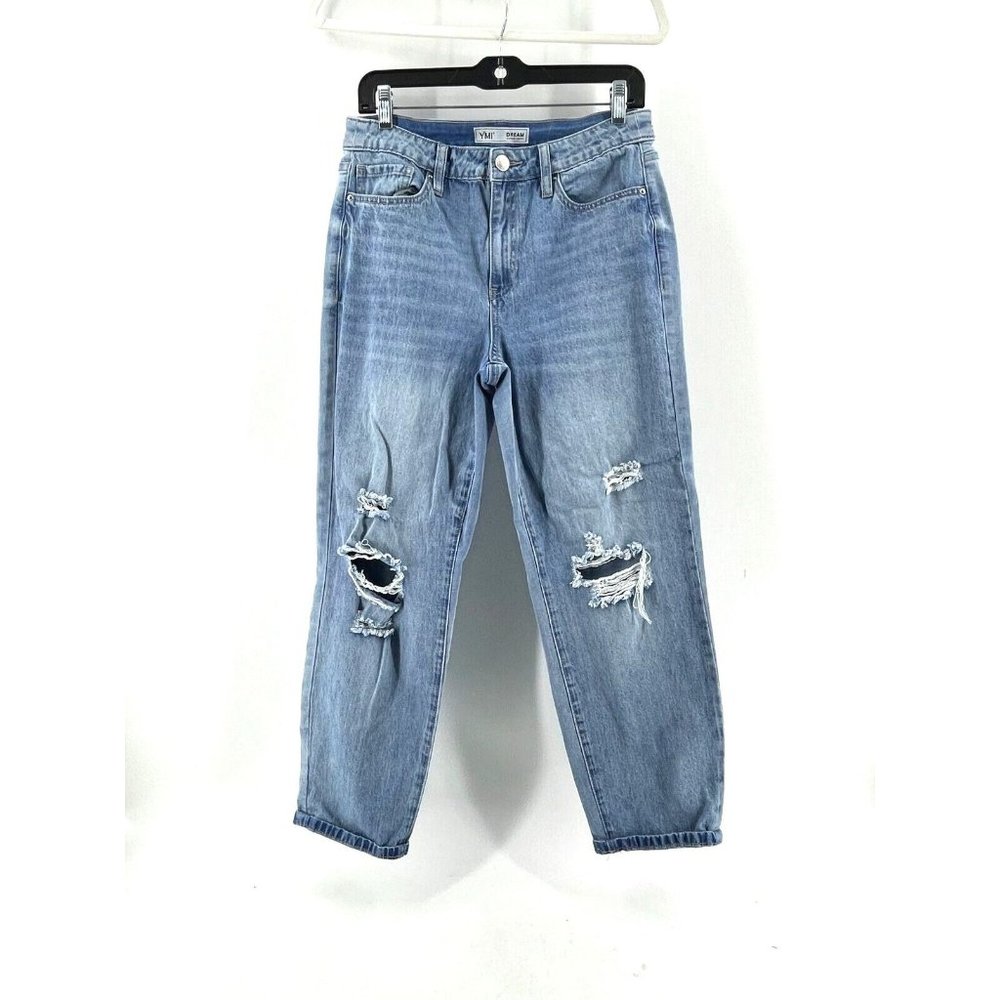 YMI Dream Women's Mid-Rise Distressed Boyfriend Denim Jeans Size 11/30